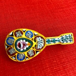 Vintage Italian Micro Mosaic Mandolin Broach